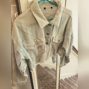 Corduroy Baby Blue Cropped Jacket